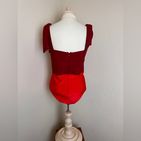 Rodner Figueroa Designer Bright Red Bodysuit Bow Top Womens M Ex Cond! $200 - Picture 3 of 12